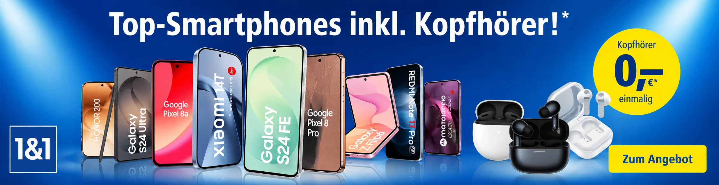 1&1 Samsung Galaxy S26 Smartphones mit Vertrag und Galaxy Buds4 inklusive