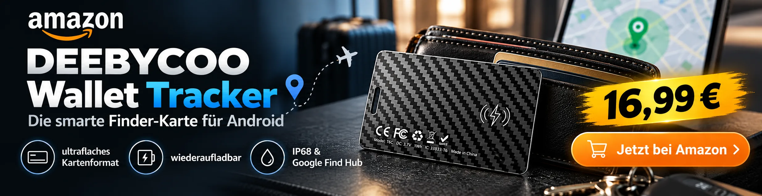 DEEBYCOO Wallet Tracker Karte für Android bei Amazon
