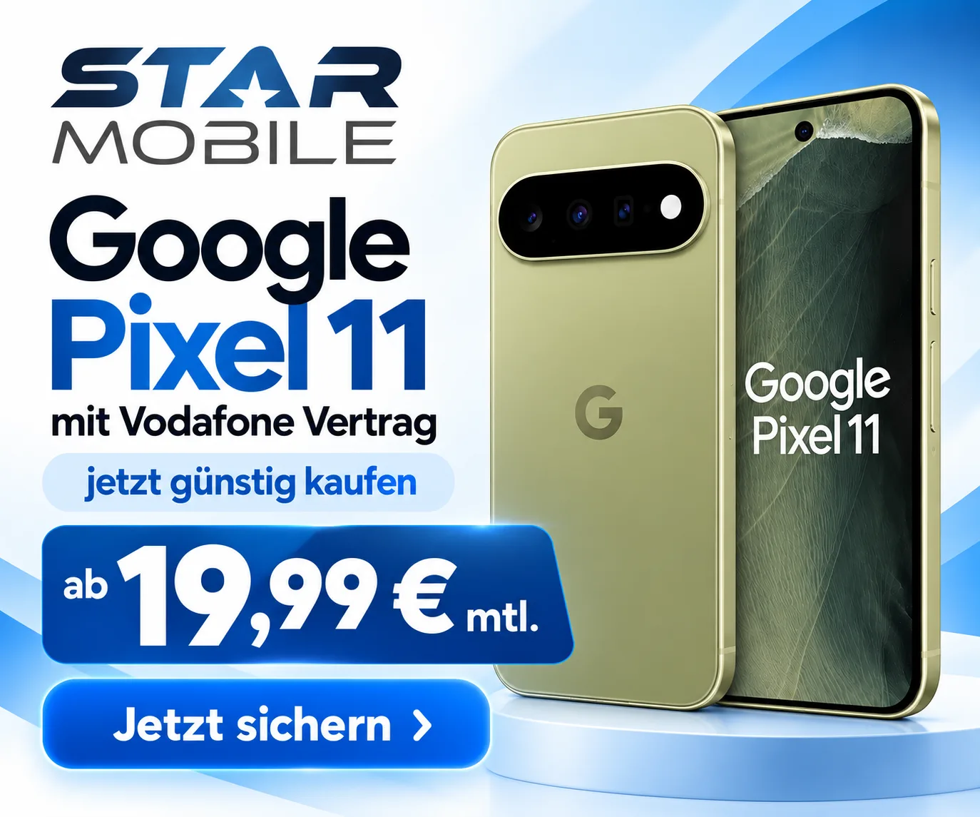 Google Pixel 11 mit Vodafone-Vertrag bei starmobile ab 19,99 Euro – nur mit Kombi und Young