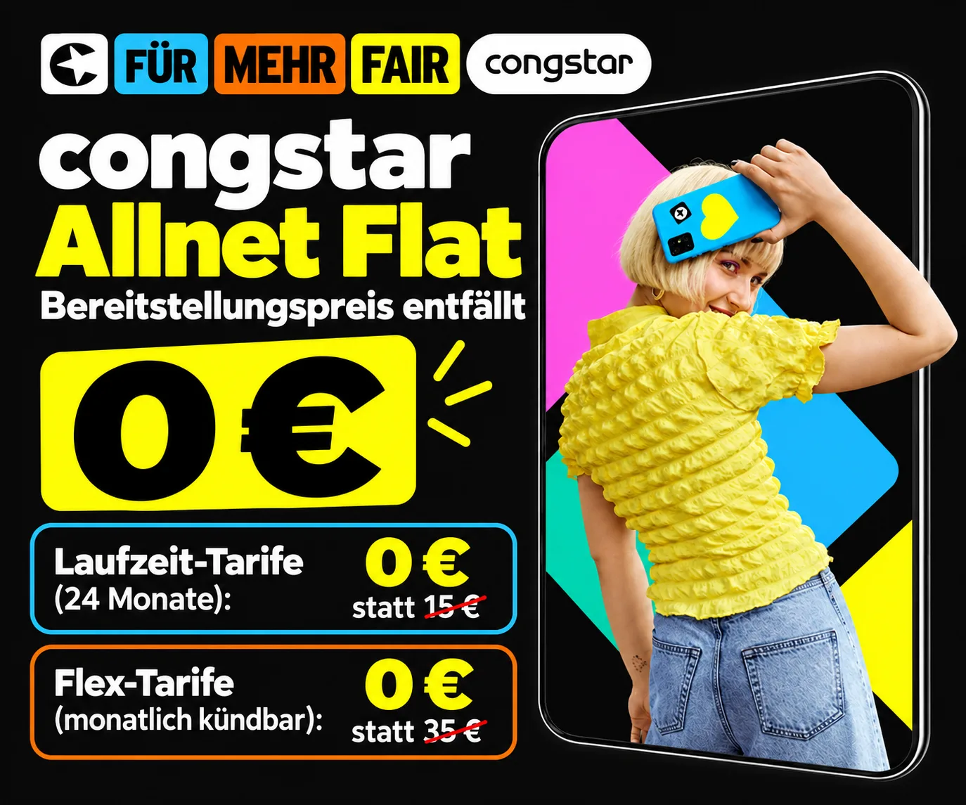 congstar Aktion ohne Anschlussgebühr, auch bei Flex-Tarifen