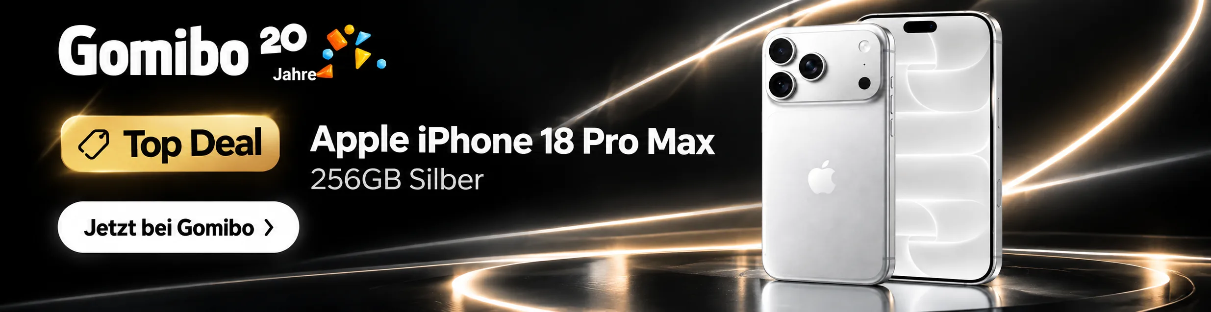 Apple iPhone 18 Pro Max 256 GB Silber mit Vodafone Smart Lite bei Gomibo: 70 GB, 34,99 € monatlich und 120 € Startguthaben