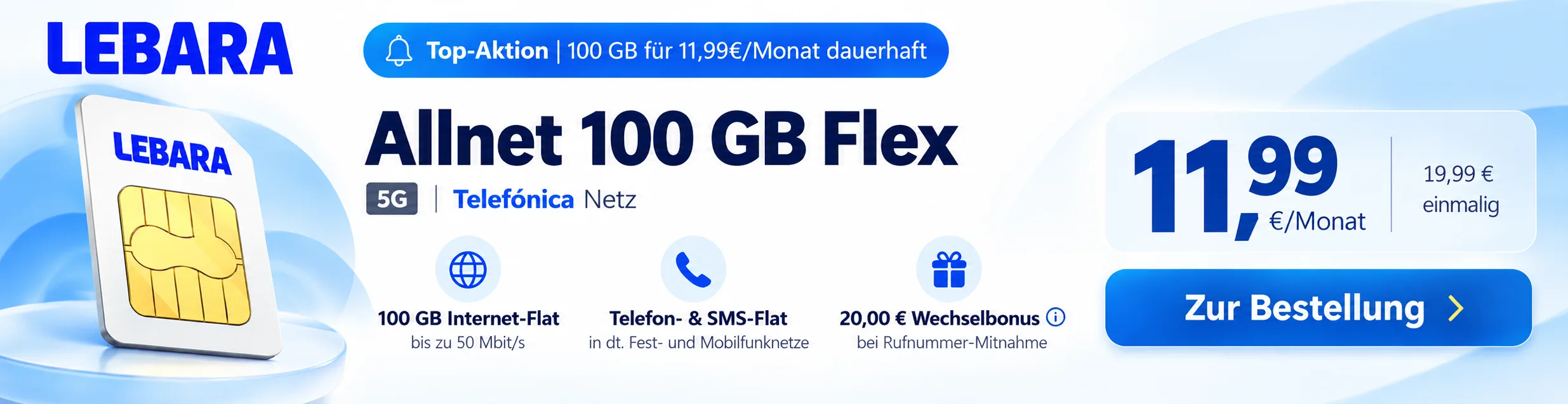 Lebara 100 GB Allnet Flat Flex für 11,99 Euro monatlich