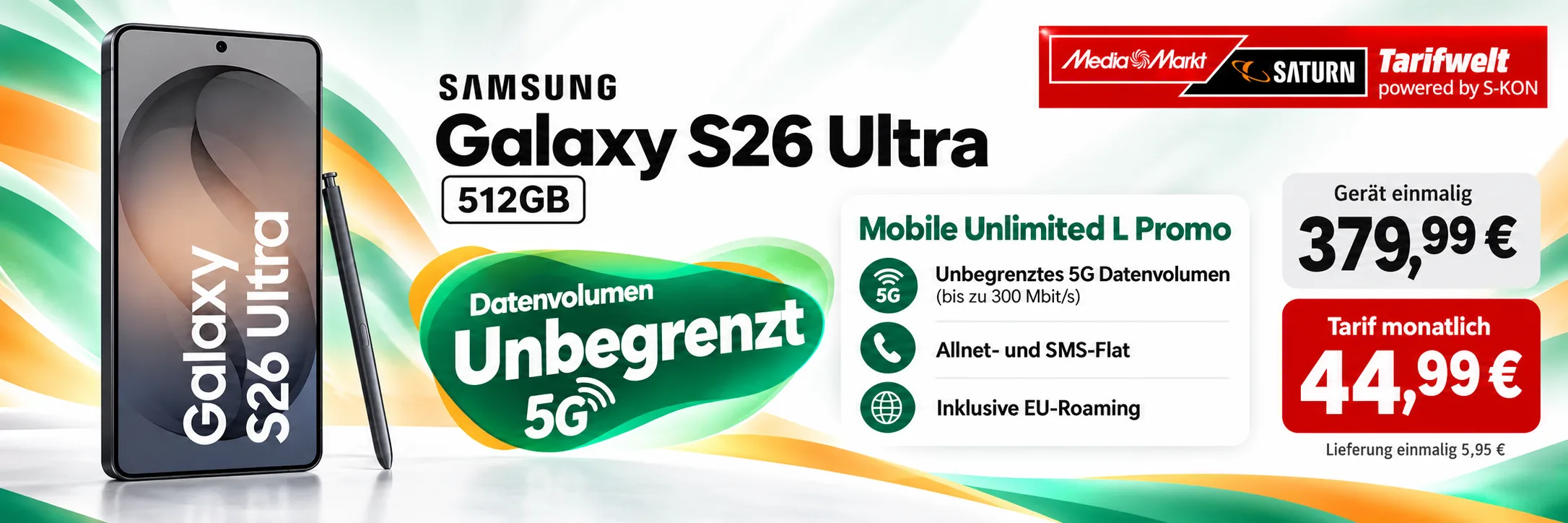 Samsung Galaxy S26 Ultra 512GB mit O2 Unlimited bei MediaMarkt