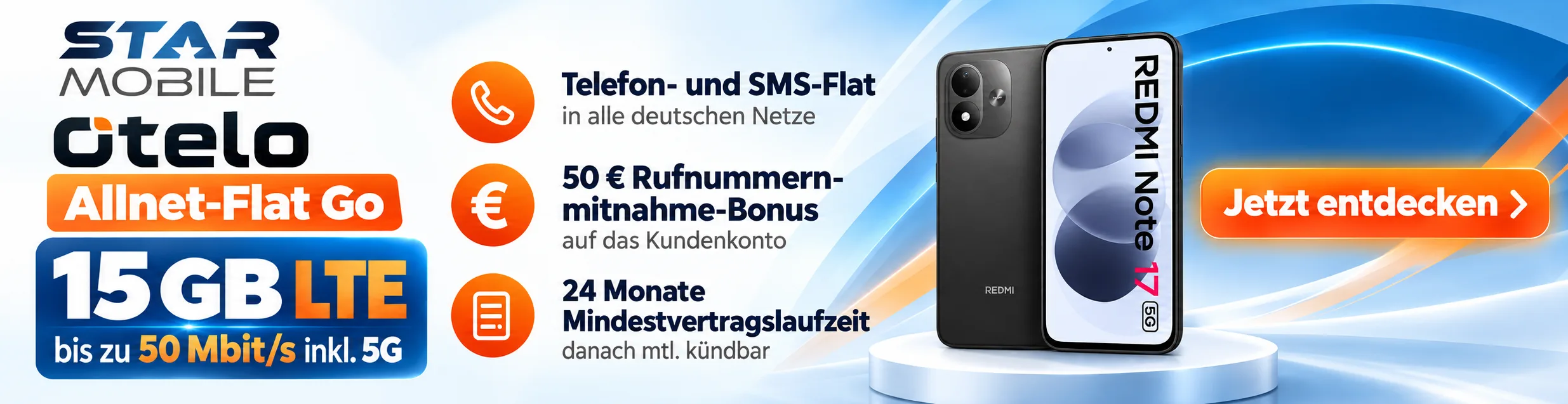 Xiaomi Redmi Note 17 mit otelo: 14,99 Euro monatlich