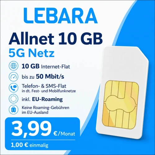 Lebara 10 Gb Altion 3 99 Euro